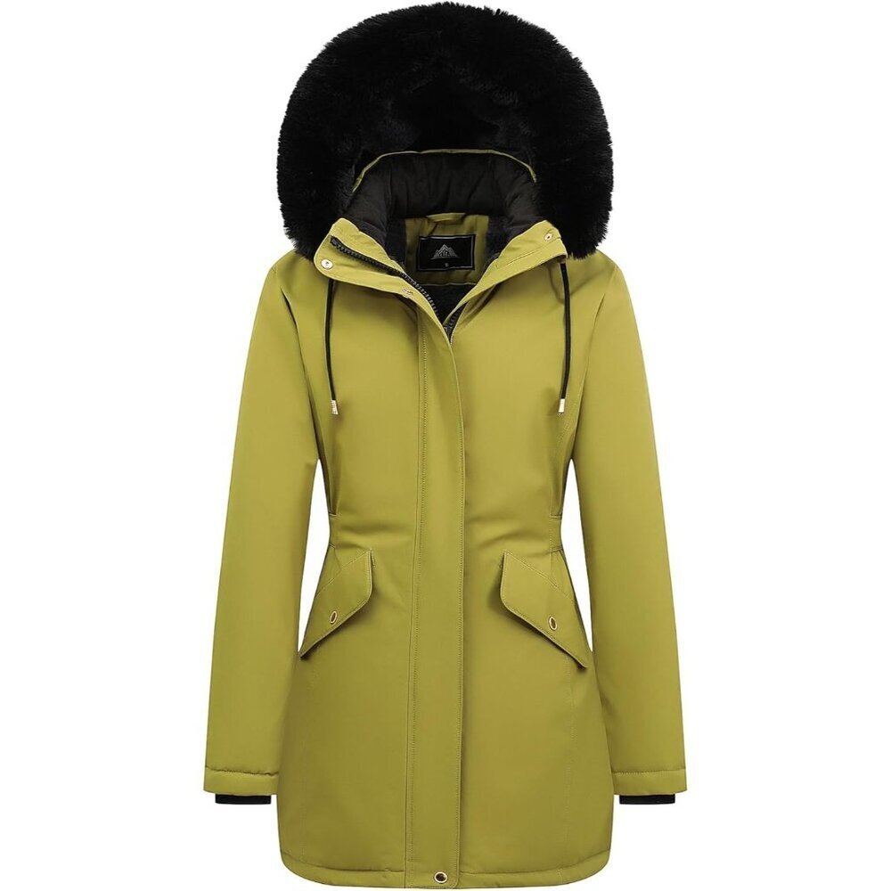 Women's Green Long Winter Down Coat Parka Warm Puffer Jacket